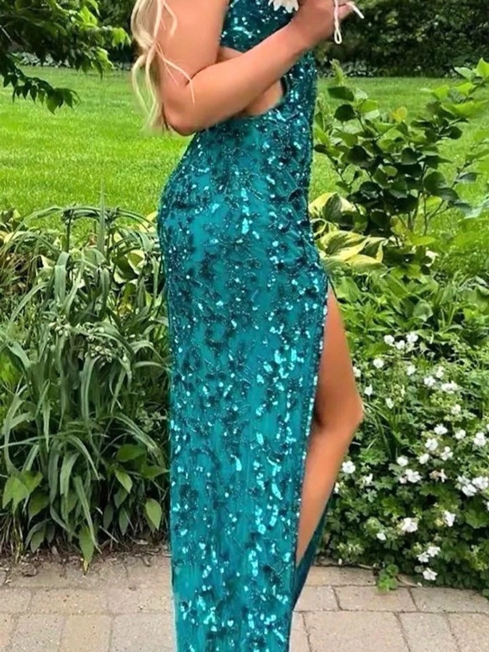 Sherry Hill Sequin Maxi Dress in Blue Like New